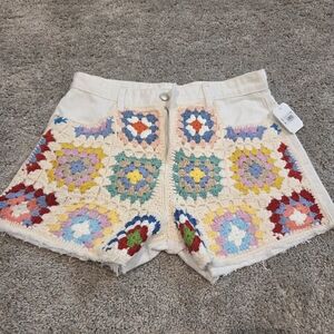 Altar'd State High Waist Red and Blue Shorts